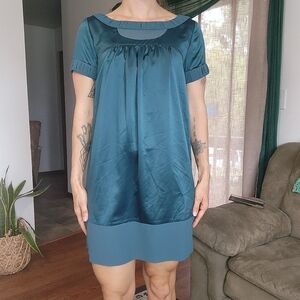BCBG Paris Green Satin Cocktail Dress Size 8